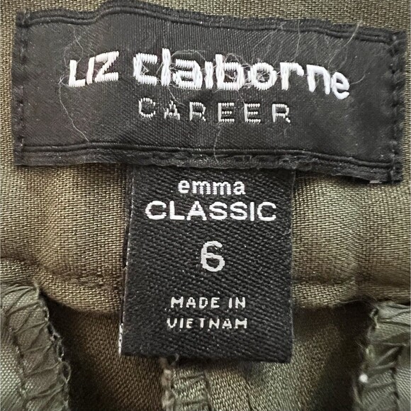 Women's 6 Liz Claiborne Career Emma Classic Stretch Dress Pants Olive Green - Picture 5 of 10